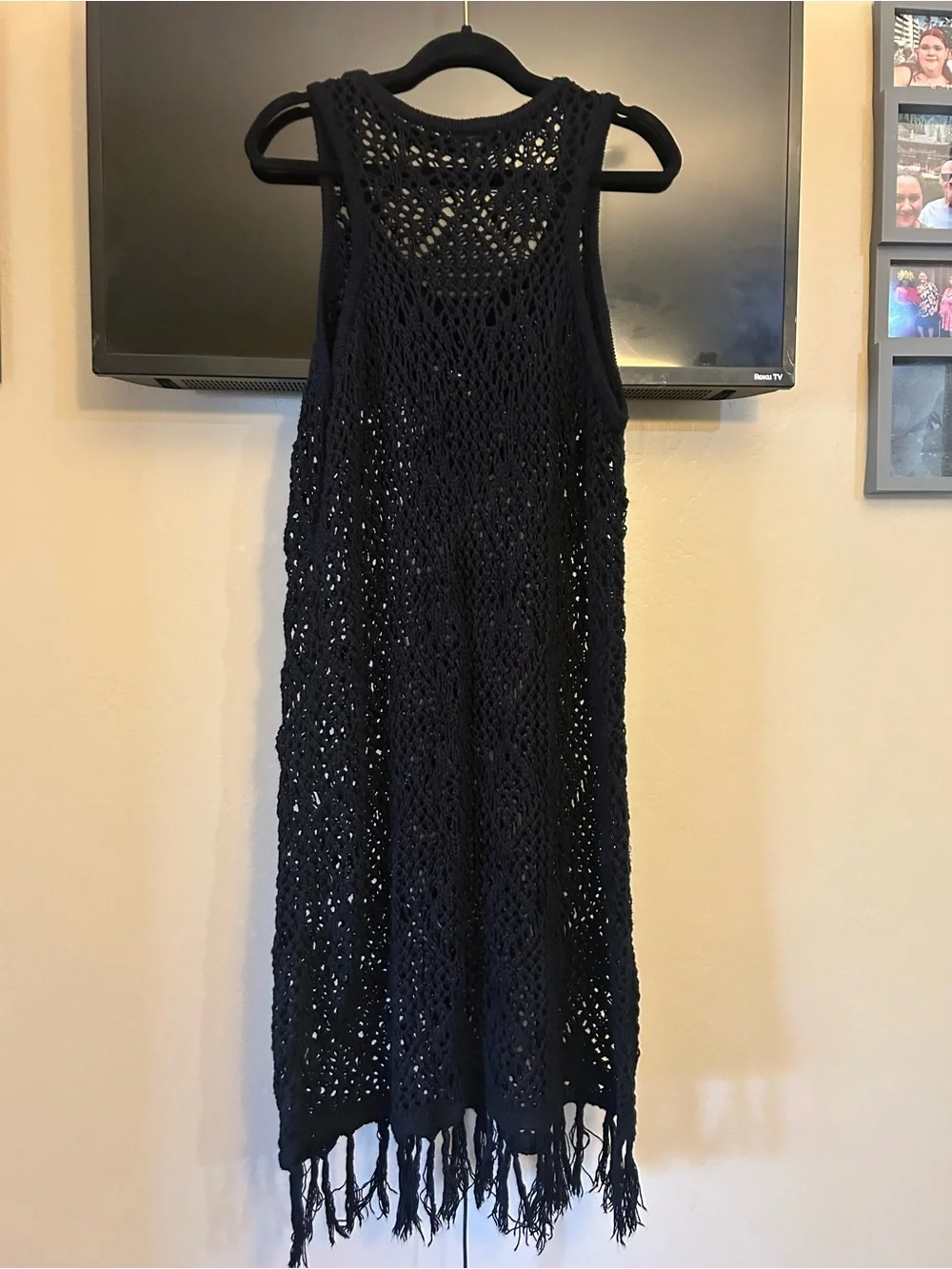 torrid Black Crochet Swim Coverup with Fringe